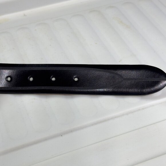 ALLEN EDMONDS Men's Black Leather Belt Handcrafted Silver Buckle Size 44 - Picture 6 of 9